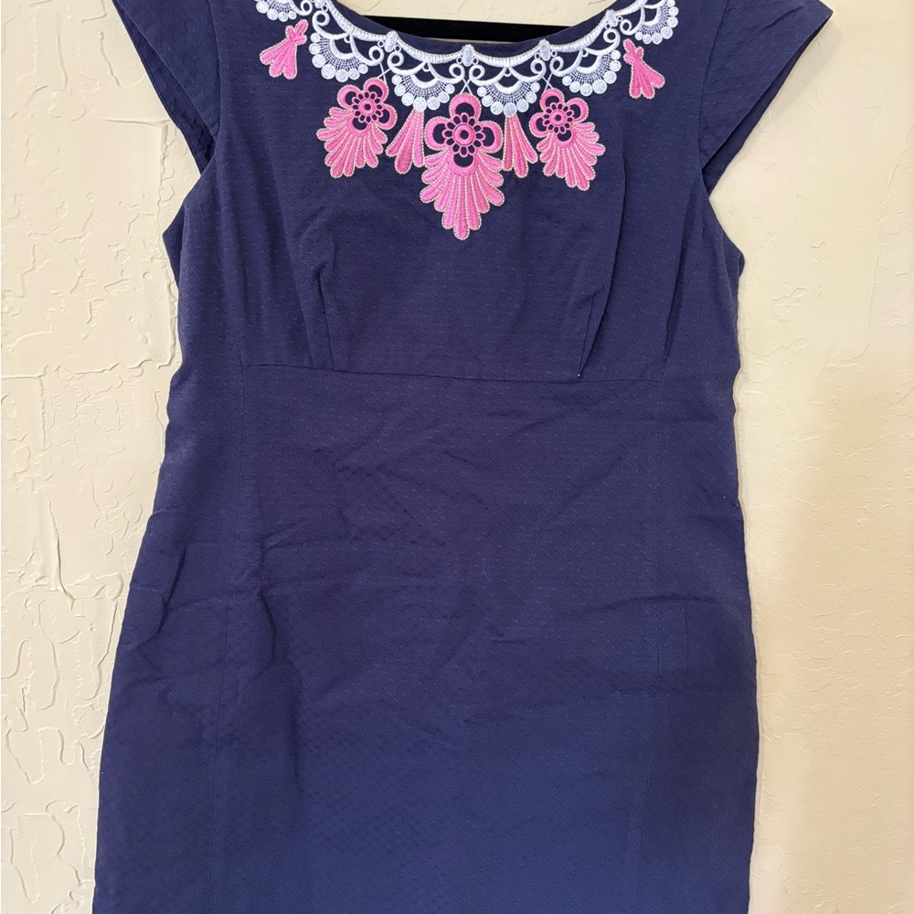 Lilly Pulitzer Navy Blue Dress with Pink Accents